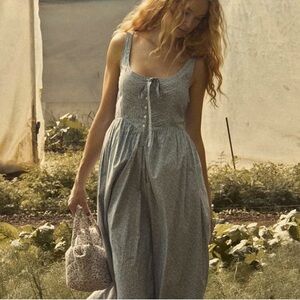 EUC Dôen Mae Dress in Blue Cottage Ivy Floral - size L (altered)